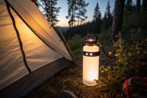 water bottle trick for lighting camp tent