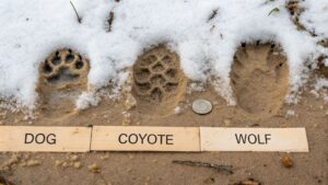 wolf coyote dog paws print  animal tracking in the wilderness