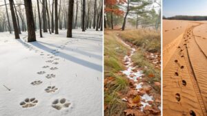 tracking animls in the wilderness in different environment and season