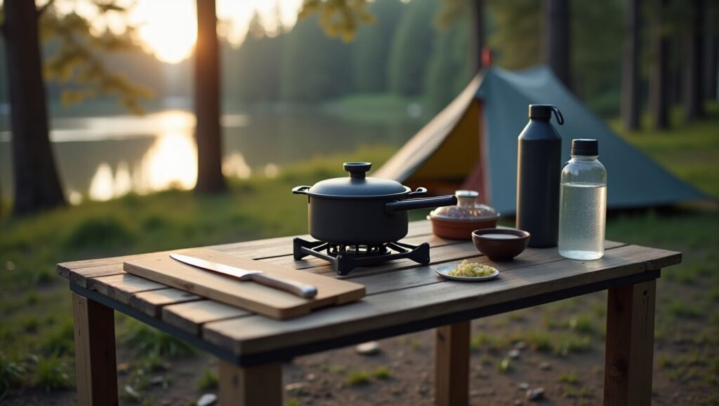 minimalist camp kitchen setup off grid camping