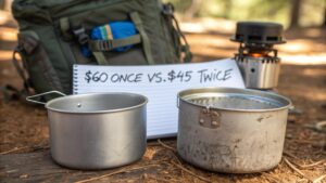 budget titanium camping pot