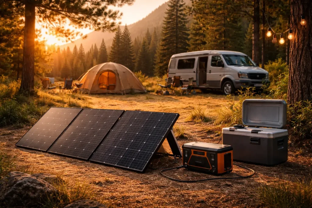 Best budget foldable solar panels for camping powering a portable off-grid setup at a campsite